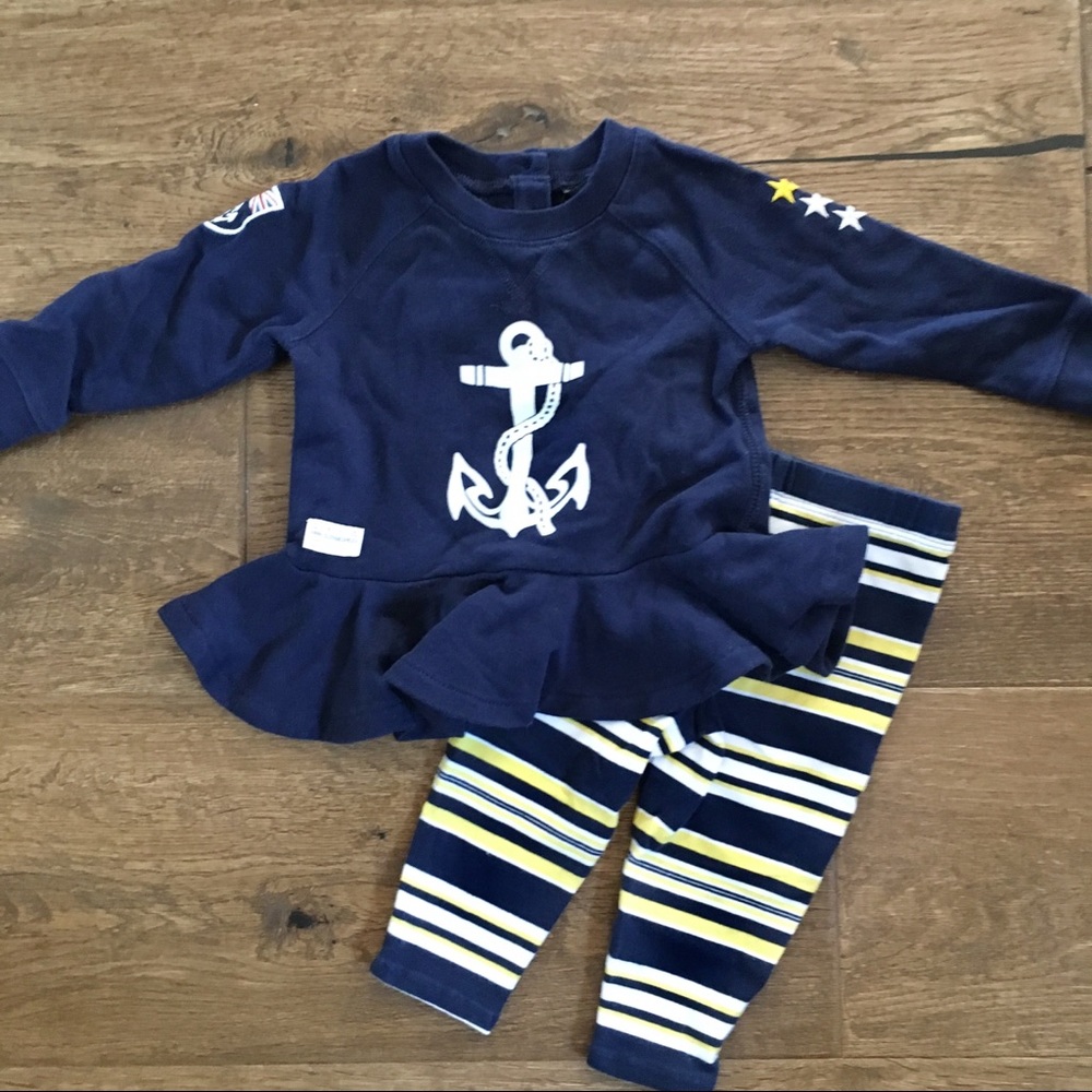 Like New Ralph Lauren Peplum and Striped Leggings
